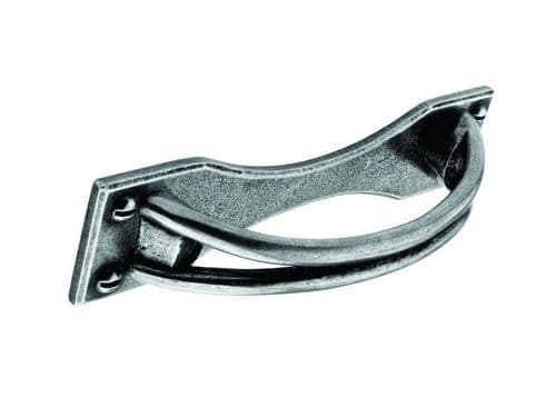 D handle c/w backplate, 96mm, pewter  - H121