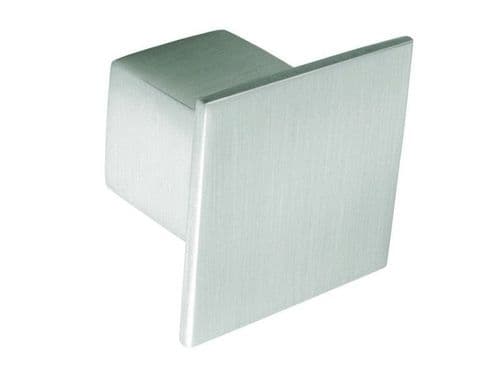 Knob square, 36mm, die cast, stainless steel effect  - H35