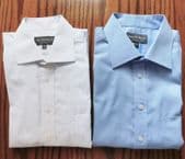 2 cotton shirts by Austin Reed Size 16.5 collar Long sleeved 1 plain 1 check RD