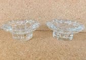 2 French glass candle holders 3.75" x 1.75" for dinner table or home decor