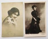 2 old theatrical postcards Cicely Courtneidge (signed) May de Sousa vintage A