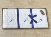 3 mens handkerchiefs embroidered with initial letter F UNUSED vintage boxed set