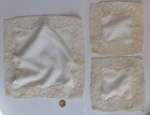 3 vintage mats Matching crochet doilies table linen or dressing table set K