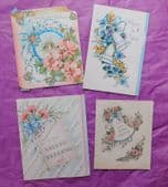 4 anniversary cards vintage early 1950s wedding silver wedding M