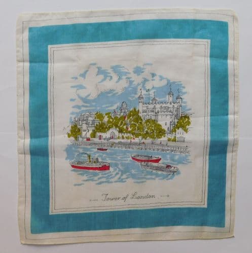 4 handkerchiefs Tower of London Trafalgar Sq Westminster Abbey St Pauls 1950s