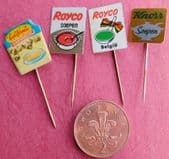 4 vintage Dutch pins soup Royco California Knorr soep food advertising badges F