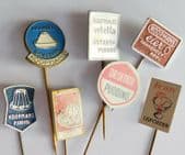 7 vintage Dutch pin badges advertising Koopmans Dr Oetker Victrix pudding N