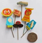 7 vintage Dutch pin badges margarine cheese advertising Croma Eyssen Remia G