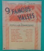 9 Famous Valses Vintage piano music book 1920s Nine Waltzes Coward Gounod Lehar