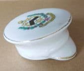 Crested china cap hat County Borough of Grimsby vintage ornament miniature