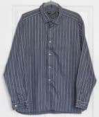 Mens cotton shirt size XL M&S Autograph by Nigel Hall dark grey stripes SV