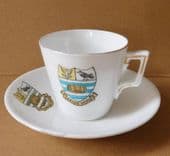 Seaton coffee cup and saucer crested china Devon Shelley late Foley Abbott SMALL