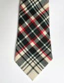 Tartan tie pure wool plaid green white red 64 inches long Scottish wear NEW G