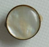 Antique solitaire shirt stud Mother of Pearl vintage bachelors button 5/8"