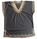 Art Bedouin embroidered tunic top black gold sleeveless short traditional NEW C