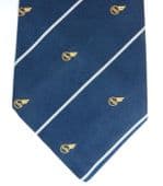 ATS company tie with logo navy blue White stripes Winged circle UNUSED VINTAGE