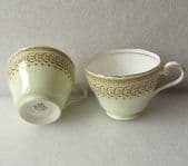 AYNSLEY bone china TEA CUPS green gold pattern Replacements spare tableware
