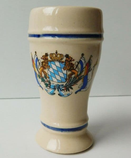 Bavarian pottery cup pot coat of arms German flag toothpick holder Oktoberfest