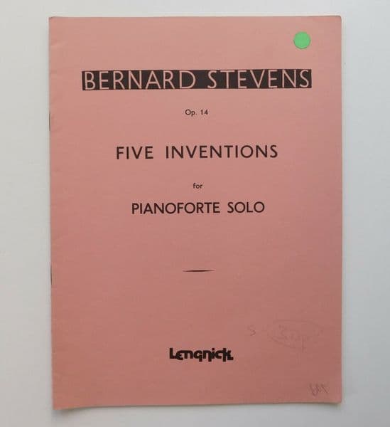 Bernard Stevens 5 Five Inventions Pianoforte Solo vintage piano music book Op 14