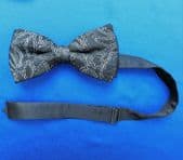 Black and silver bow tie ready tied adjustable fits collar sizes 12 to 20"