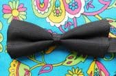 Black moire bow tie for formal evening wear fits all collar sizes 11" to 19" H