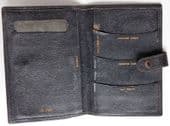 Black morocco travel wallet vintage OLD SIZE British passport holder leather