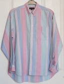 Blazer casual shirt M Button down collar Chest pocket pastel colour stripes VL