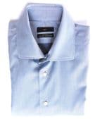 Blue twill shirt size 17 Zara pure cotton classic mens business office casual KJ
