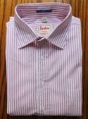 Boden shirt Superfine Cotton collar size 16.5 Pink and white striped Pocket QL