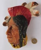 Bossons head Tehcumseh Shawnee Chief vintage chalkware plaque American Indian