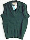 Boys sleeveless jumper Bottle green Chest 26 Vintage school uniform 1970s UNUSED