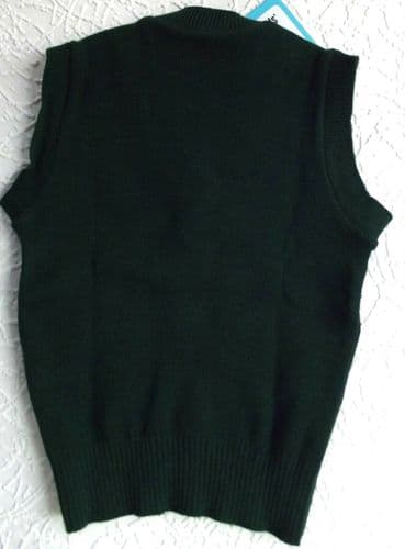 Boys sleeveless jumper Vintage school uniform Bottle green 1970s UNUSED chest 24