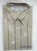 Carlo Bina mans striped shirt size 15.5 vintage 1980s long sleeved UNUSED