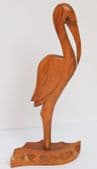 Carved bird figurine stork ibis olive wood 8 inches tall wooden ornament