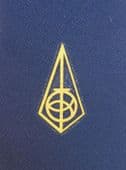 Corporate tie Unidentified logo emblem 1970s 1980s club company Navy blue