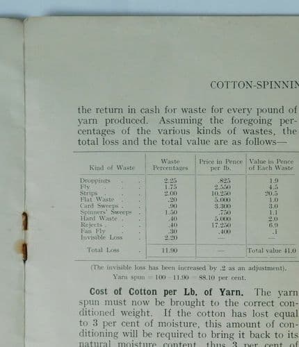 Cotton Spinning Mill costing vintage book by John Ryan accounting 1920s 1930s