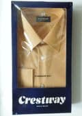 Crestway long sleeved mens shirt vintage 1980s collar size 17 UNUSED khaki beige