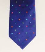 Duchamp silk tie purple with bright coloured circles spots Made in England