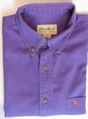 Eddie Bauer shirt M Button down collar Chest pocket Long Sleeve Cotton Purple ZF
