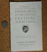 Edinburgh Festival concert programme vintage 1950s Irmgard Seefried, Moore 1954