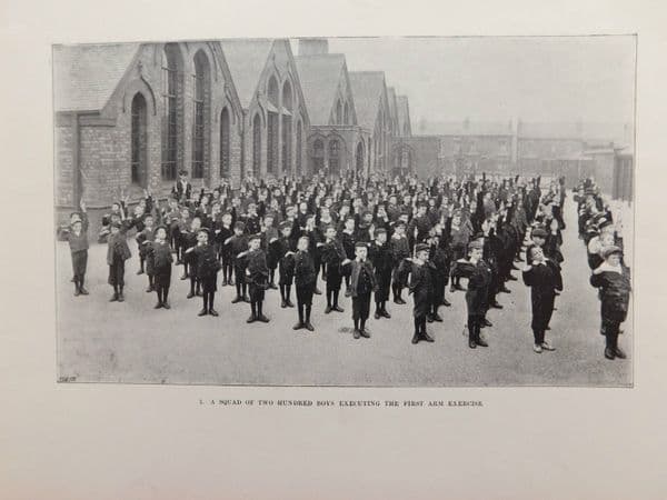 Edwardian boys school photo Outdoor keep fit exercise lesson Physical education