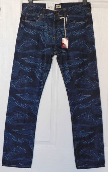Edwin jeans for Dr Martens mens W 29 L 30 denim dark camo blue Spirit of 69 BNWT