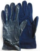 Fownes vintage ladies fashion gloves Navy blue Leather back size 7 to 7.5 womens