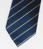 French Eye pure silk tie with herringbone stripe pattern blue