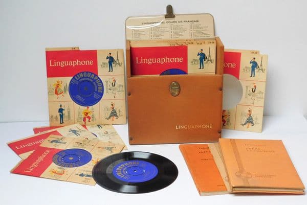 French language course Linguaphone 16 vinyl records books vintage 1960s complete