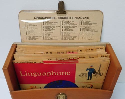 French language course Linguaphone 16 vinyl records books vintage 1960s complete