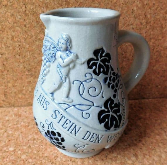German stoneware pitcher Small wine jug vintage 1930s Aus Stein den Wein AGWW