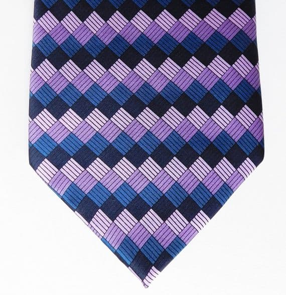 Gianni Ricci tie Purple check pure smooth silk Printed pattern  neat and smart