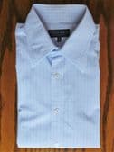 Gieves and Hawkes shirt size 16 pure cotton Pale blue check Double cuffs PB