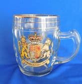 Glass Coronation mug Queen Elizabeth 2 II royal souvenir vintage 1950s half pint
